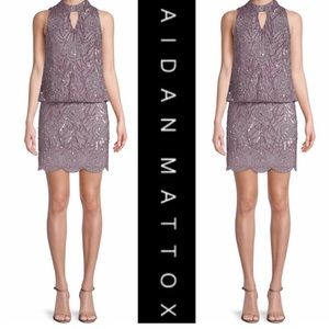 Aidan Mattox Beaded , sleeveless short dress